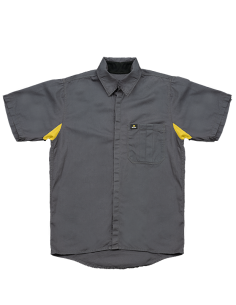 Camisa de hombre profesional mangas cortas Dry Tech gris con amarillo Driven